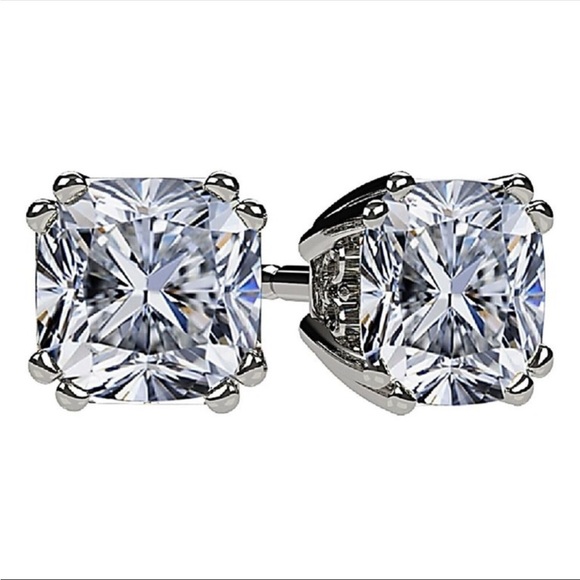 14k 1ct Cushion Cut Earrings - Picture 2 of 11